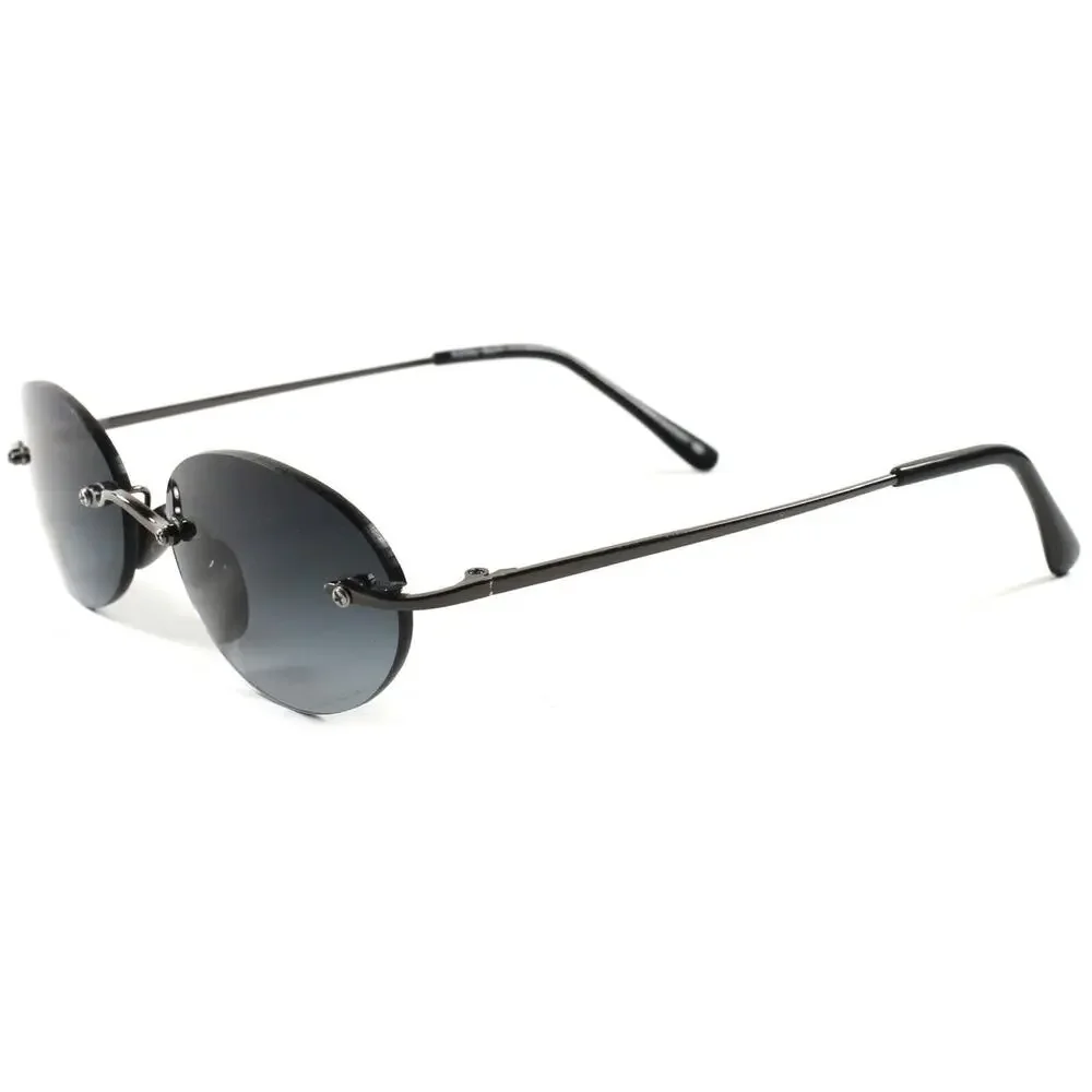 Rimless Classic Vintage Retro Old School Indie Mens Womens Round Oval Sunglasses